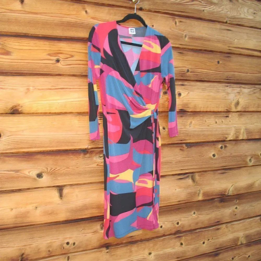 Multi Color Jersey Wrap Dress - Picture 2 of 7